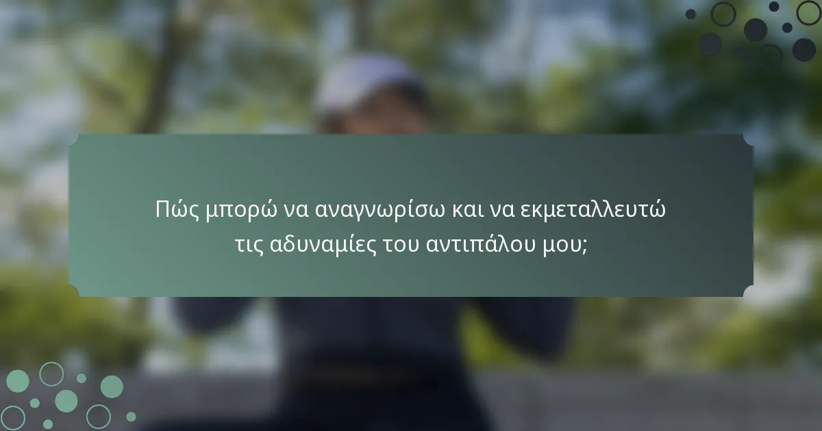 Πώς μπορώ να αναγνωρίσω και να εκμεταλλευτώ τις αδυναμίες του αντιπάλου μου;